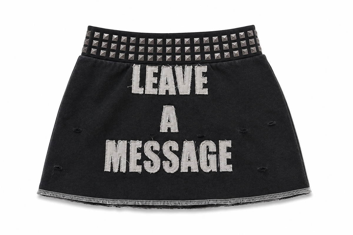 Gray Leave A Message Studded Mini Skirt