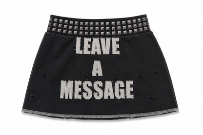 Gray Leave A Message Studded Mini Skirt