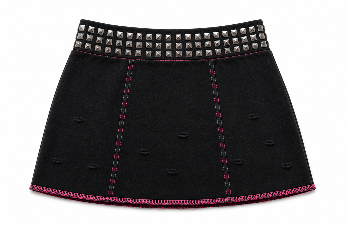 Pink Leave A Message studded mini skirt
