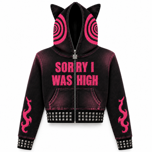 Pink Sorry I Was High hoodie