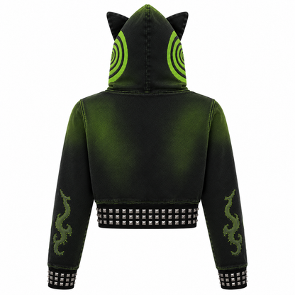 Green Sorry I Was High cropped hoodie