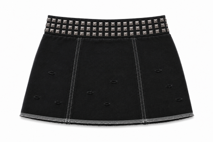 Gray Leave A Message Studded Mini Skirt
