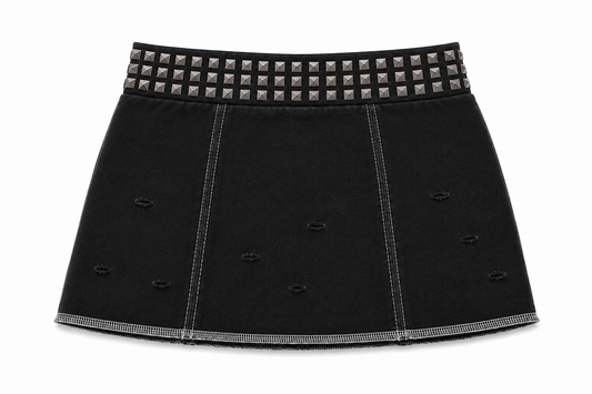 Gray Leave A Message Studded Mini Skirt